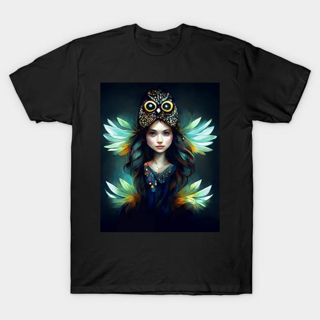 Fairy Owl Girl T-Shirt by CatyArte